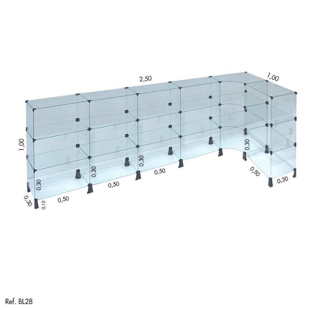 Balcao Atendimento L Modulado Em Vidro X X Black