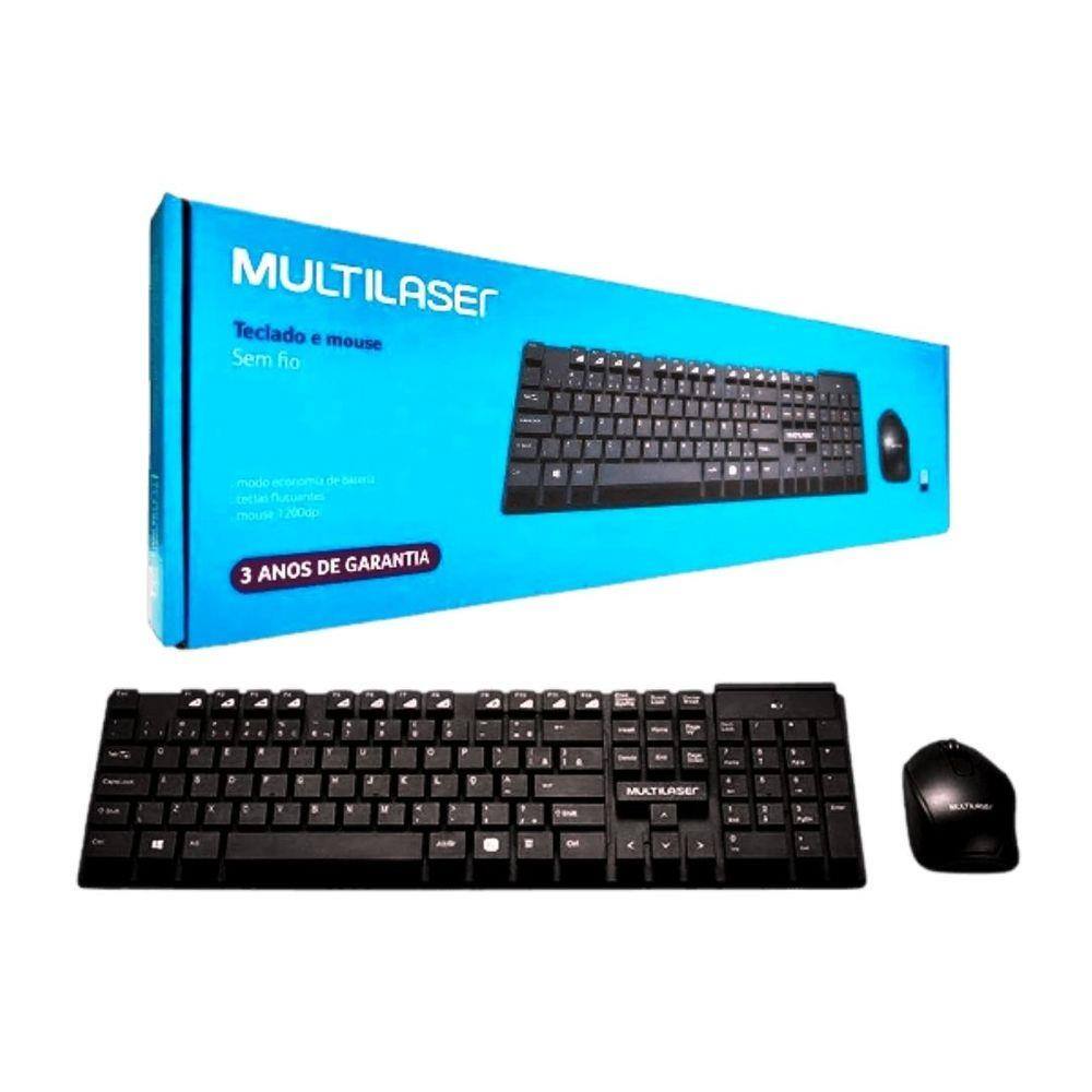 Teclado E Mouse Sem Fio Ghz Multimidia Usb Pilha Extra