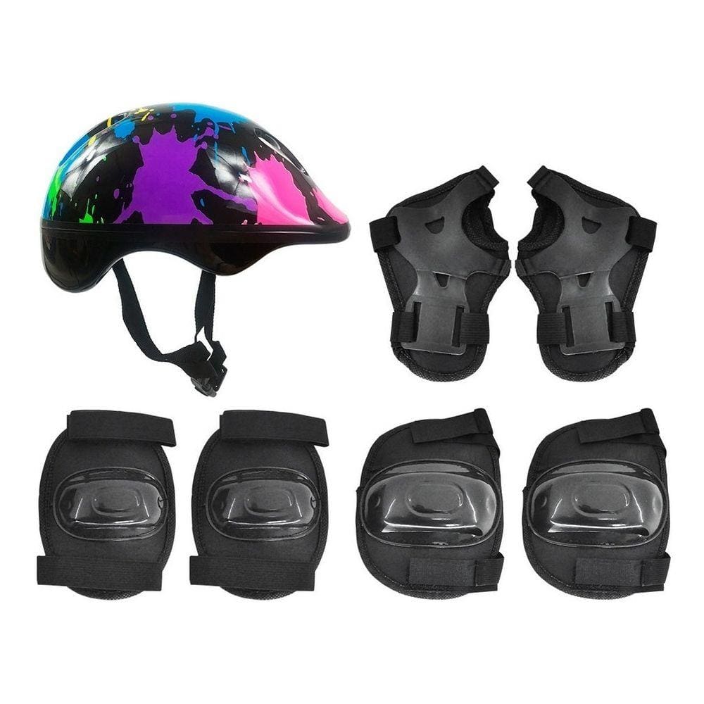 Kit Skate Infantil Joelheira Cotoveleira Capacete Extra