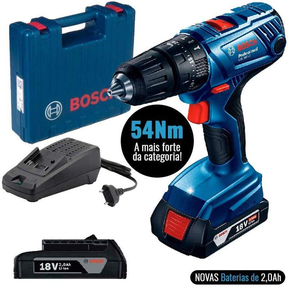 Parafusadeira Furadeira Impacto Bosch Gsb 180 Li 18v Maleta Extra