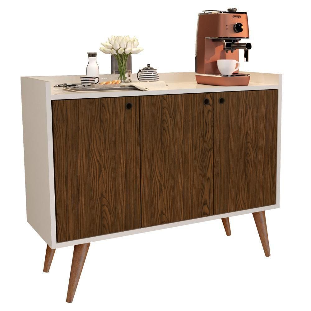 Aparador Buffet Retro Porta Wood Freijo Off White Rpm Moveis Extra