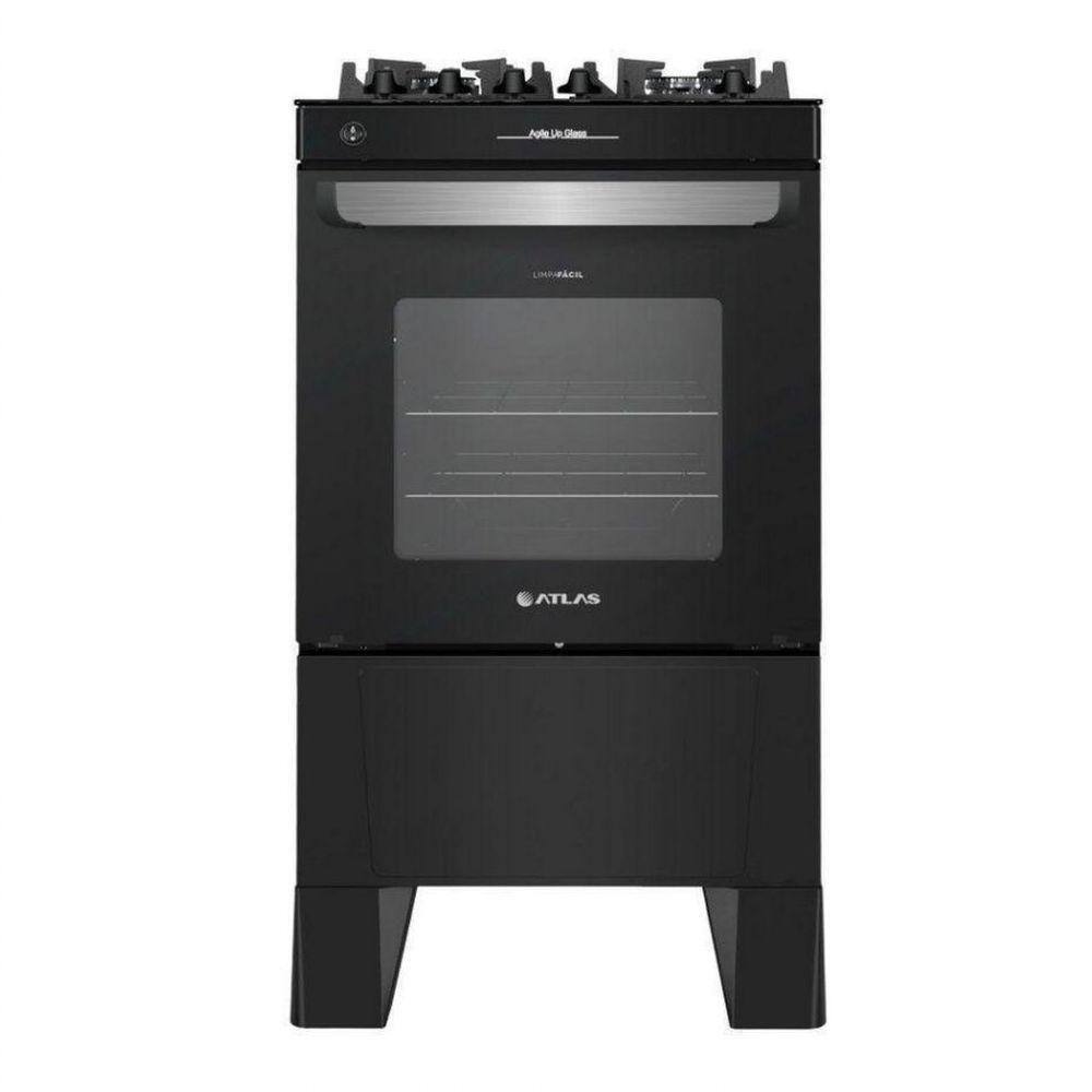 Cooktop 4 Bocas Atlas Preto A Ga S Glp Agile Glass Bivolt Extra