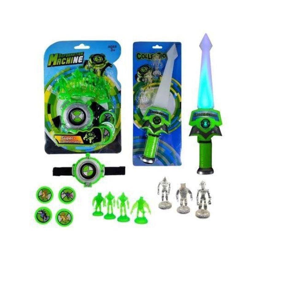 Relogio Ben Som Luz Mais Boneco Omnitrix Ptoys Extra