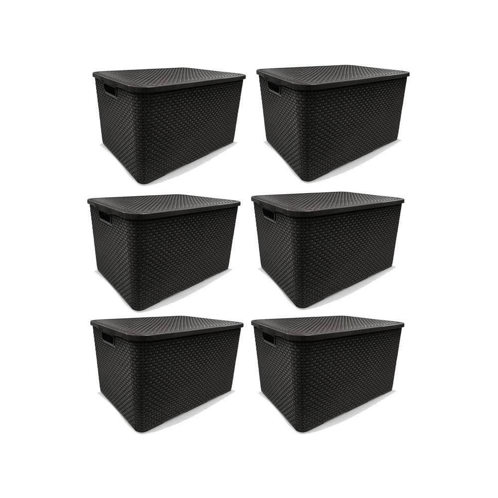 Kit Caixa Organizadoras Rattan Preto Litros Arqplast Extra