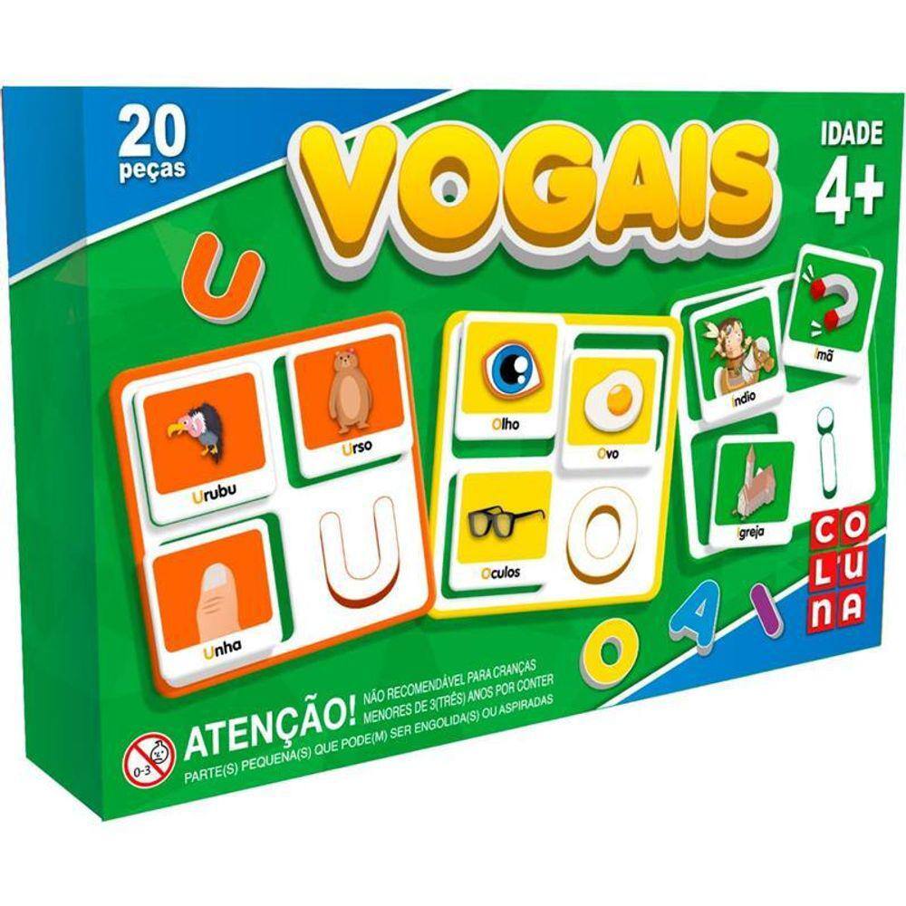 Jogo Pedagogico Vogais Coluna 20 Pecas Multicor Extra