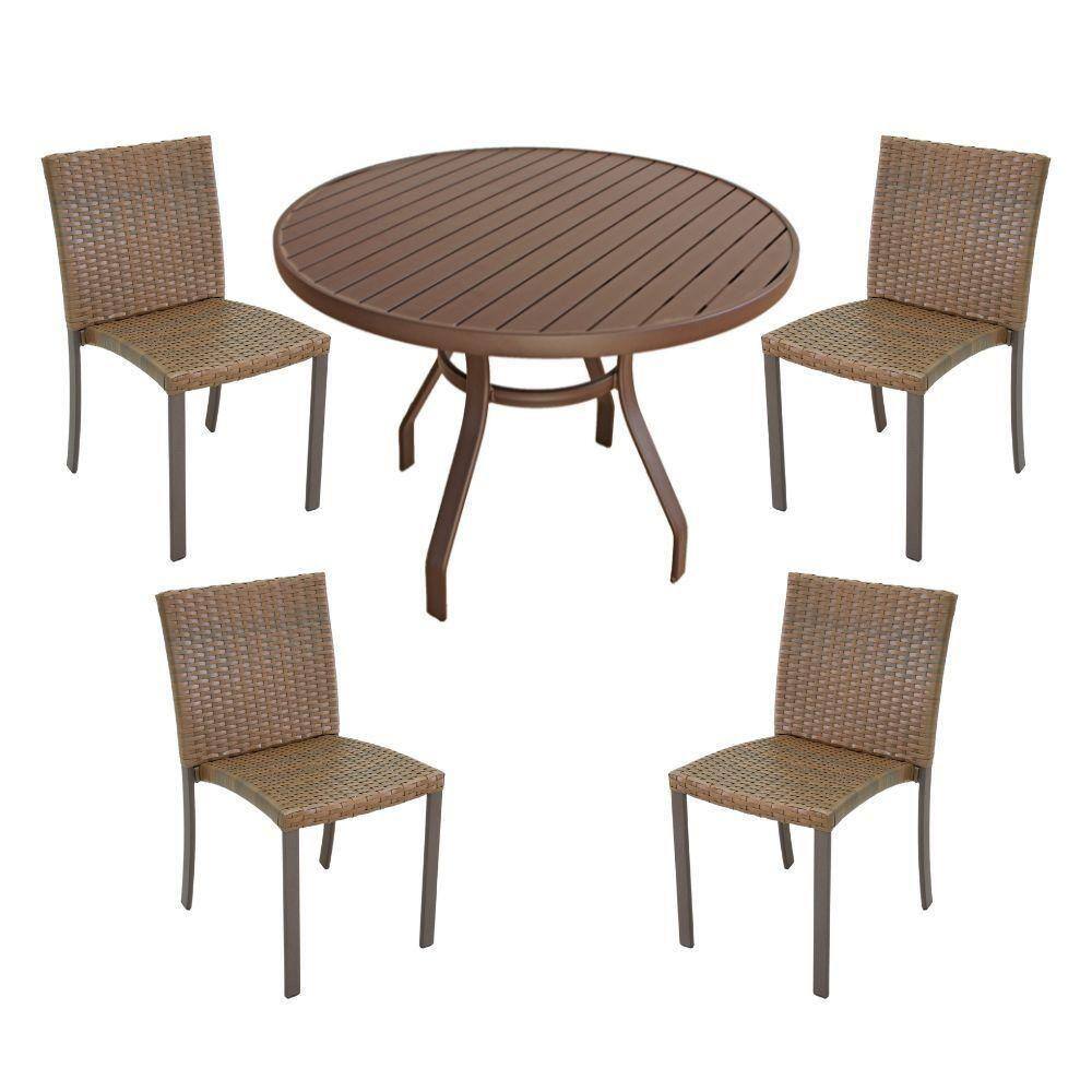 Conjunto De Mesa Para Jardim Area Externa Aluminio 4 Cadeiras