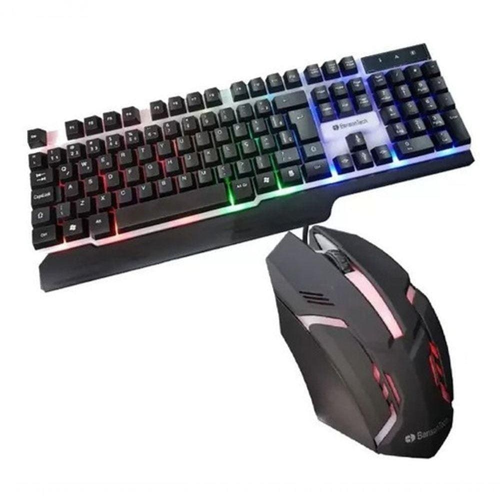 Kit Teclado E Mouse Gamer Colorido Usb Pc Multimidia Branco Briwax Extra