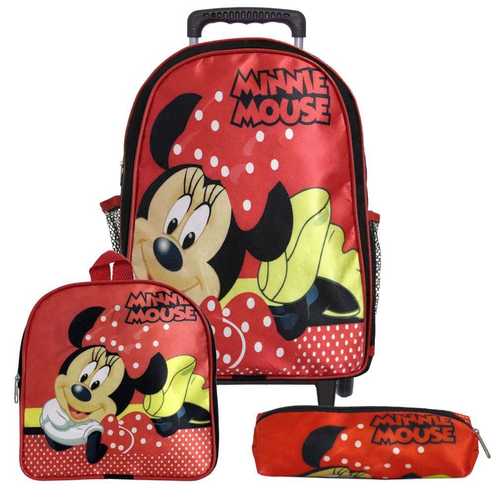 Mochila Escolar Rodinha Da Minnie Vermelha Extra