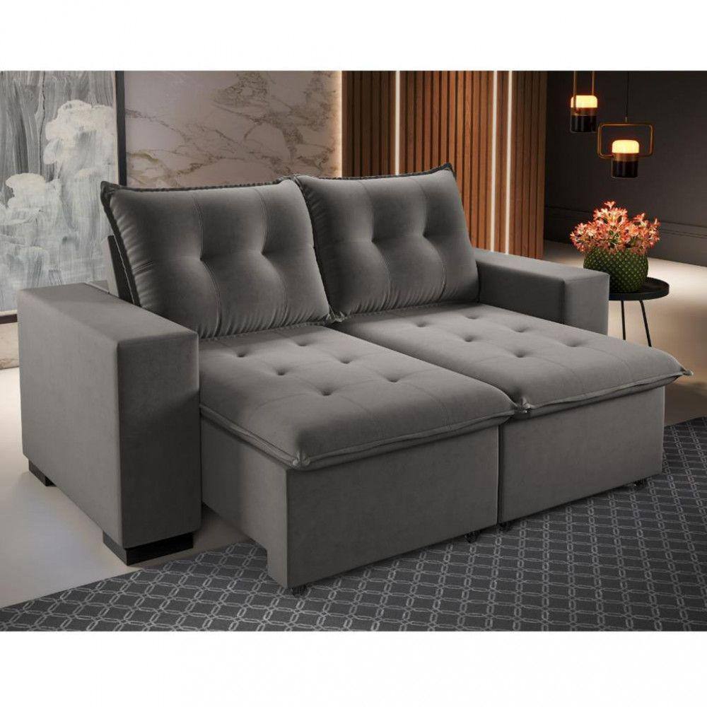 Sofa Retratil Reclinavel De Lugares Cm Campus Gralha Azul Veludo