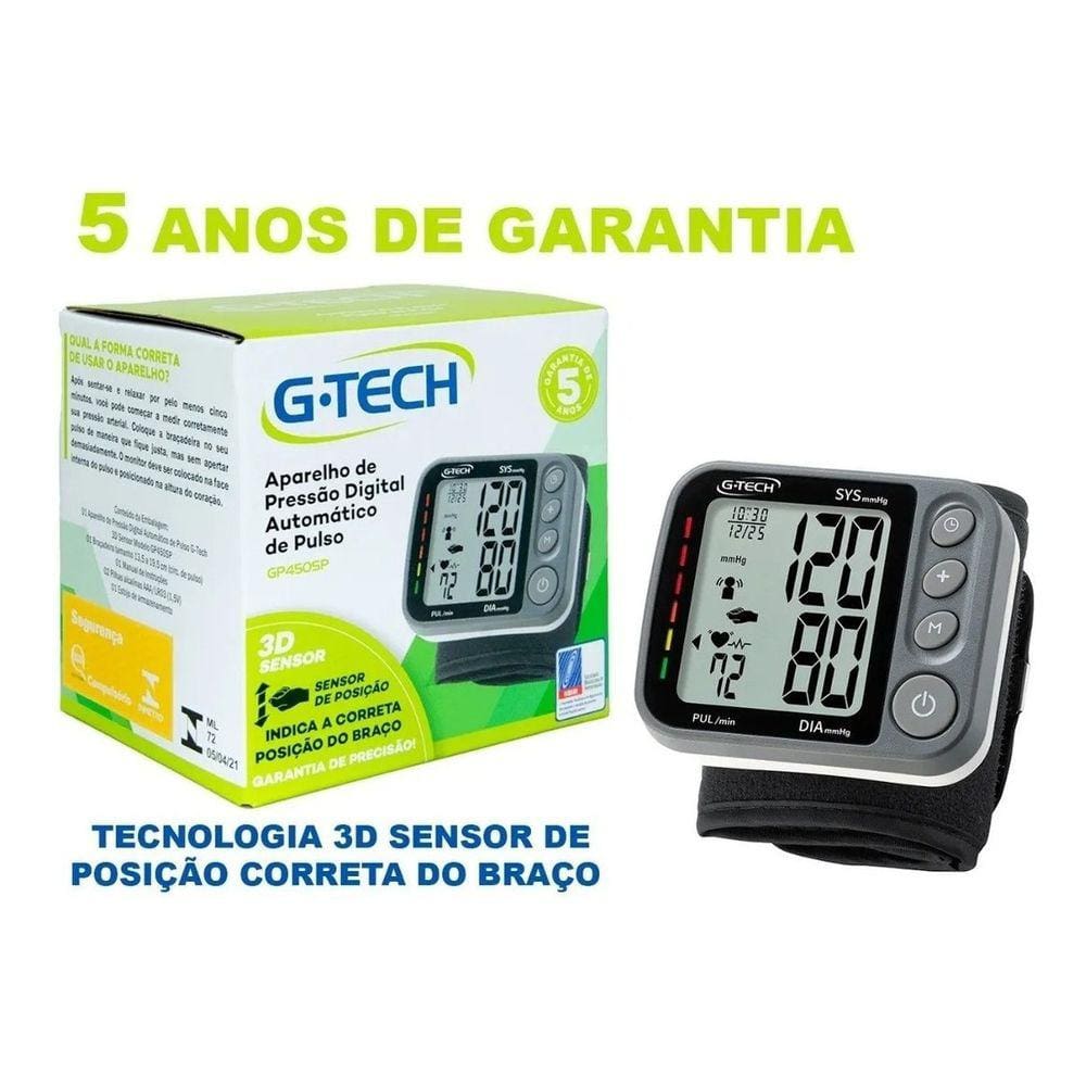 Aparelho Medidor Pressao Arterial Digital D Braco G Tech Extra