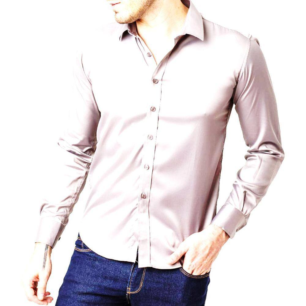 Camisa Social Masculina Slim Manga Longa Azul Marinho C U S Born