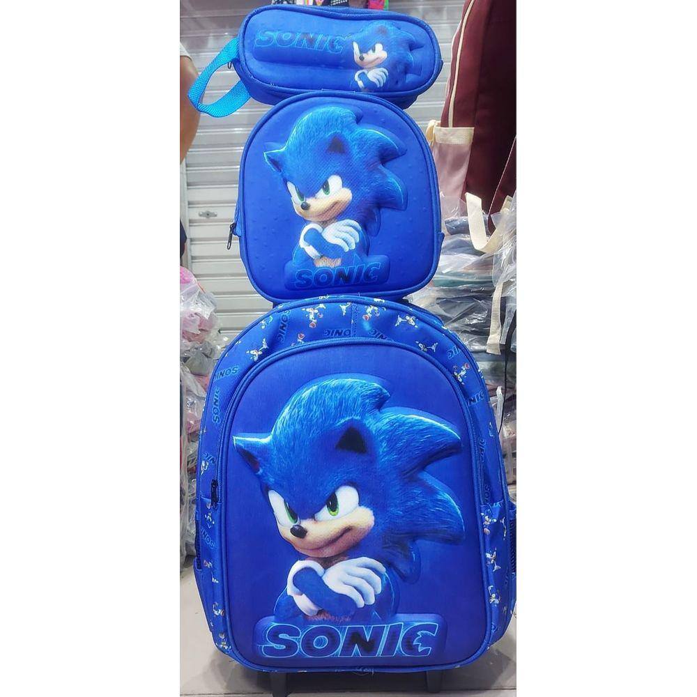 Mochila Escola Sonic Rodinha Extra