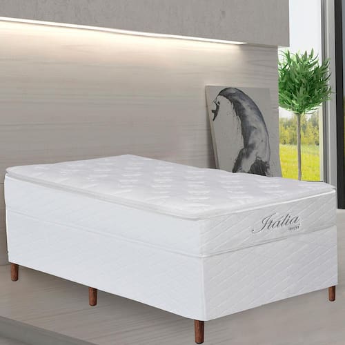 Menor preço em Cama Box Solteiro Umaflex + Colchão para Cama Solteiro Umaflex Itália com Pillow Top e Molas Ensacadas 69x88x188 cm - Branco
