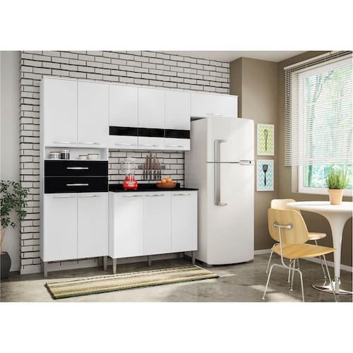 Cozinha Completa Bartira Safira Plus com 11 Portas, 2 Gavetas e 6 Prateleiras - 246,1cm de largura Menor preço em Cozinha Completa Bartira Safira Plus com 11 Portas, 2 Gavetas e 6 Prateleiras - 246,1cm de largura