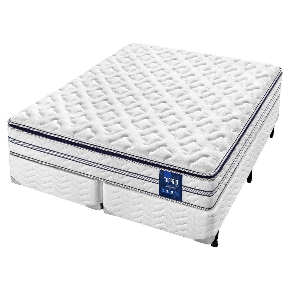 Cama Box Queen Size AmericanFlex Topázio Gel com Pillow Top e Molas Ensacadas 67x158x198cm