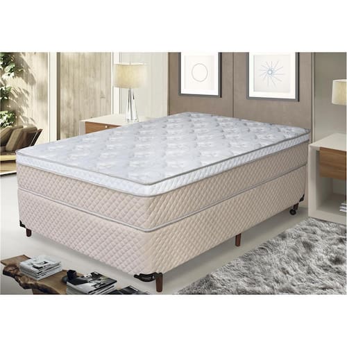 Menor preço em Cama Box Casal Umaflex Joy + Colchão Casal Umaflex Joy com Molas Ensacadas 69x138x188 cm - Bege/Branco