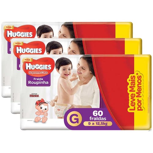 Fralda Huggies Roupinha Supreme Care Tamanho G - Kit com 180 Unidades é boa?