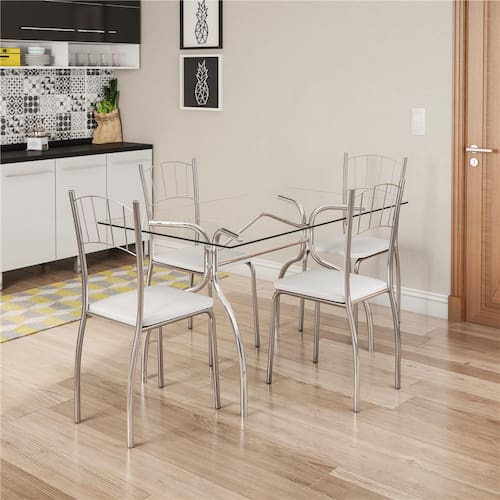Mesa de Jantar Brigatto Montreal I com 4 Cadeiras Bella Menor preço em Mesa de Jantar Brigatto Montreal I com 4 Cadeiras Bella