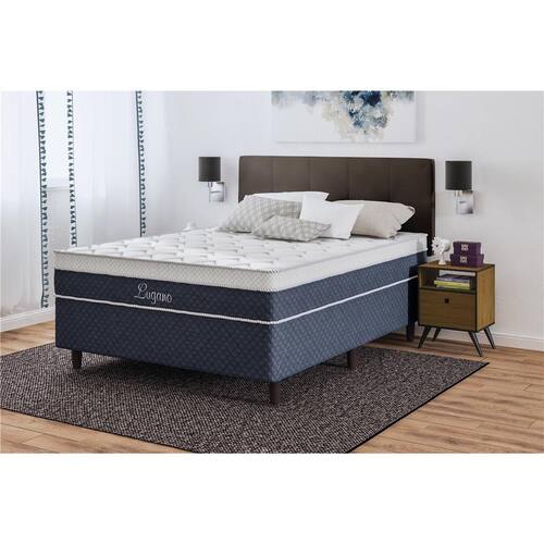 Cama Box Casal + Colchão Biflex Lugano com Euro Pillow e Molas Ensacadas 65x138x188 cm - Azul/Cinza Menor preço em Cama Box Casal + Colchão Biflex Lugano com Euro Pillow e Molas Ensacadas 65x138x188 cm - Azul/Cinza