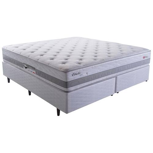 Cama Base Box King Size Herval Vitalle com Molas Maxpring 70x193x203cm - Cinza Menor preço em Cama Base Box King Size Herval Vitalle com Molas Maxpring 70x193x203cm - Cinza