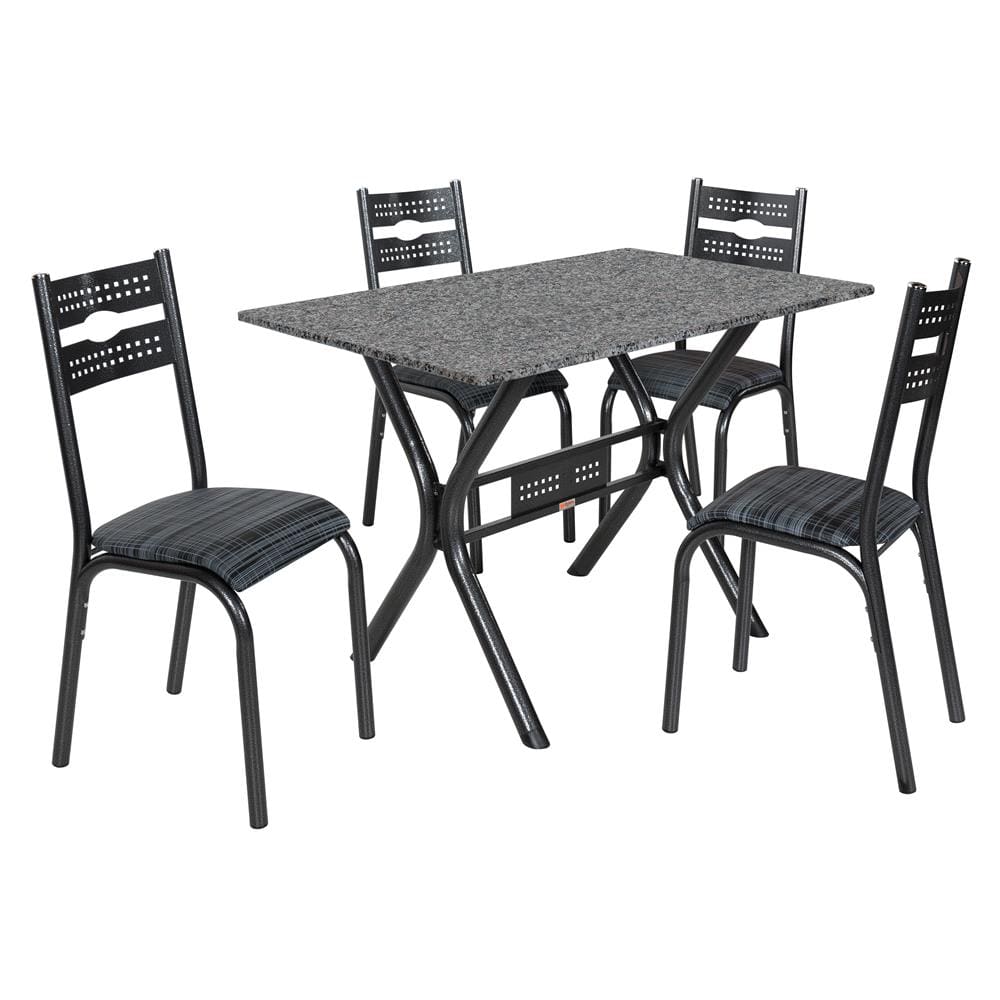 Conjunto de Mesa Com 4 Cadeiras Para Cozinha Tampo Retangular e Granito  1,20m Branco Sofia Ciplafe