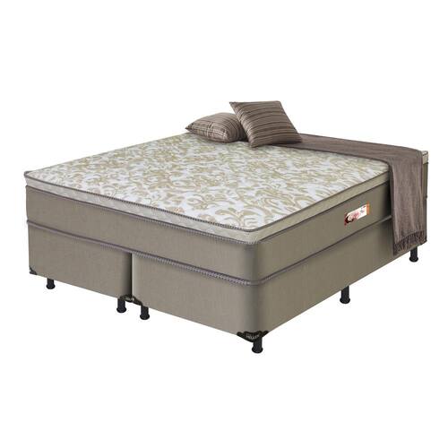 Cama Box Queen + Colchão Hellen Alpha com EuroPillow e Molas Ensacadas 61x158x198 cm - Bege Menor preço em Cama Box Queen + Colchão Hellen Alpha com EuroPillow e Molas Ensacadas 61x158x198 cm - Bege