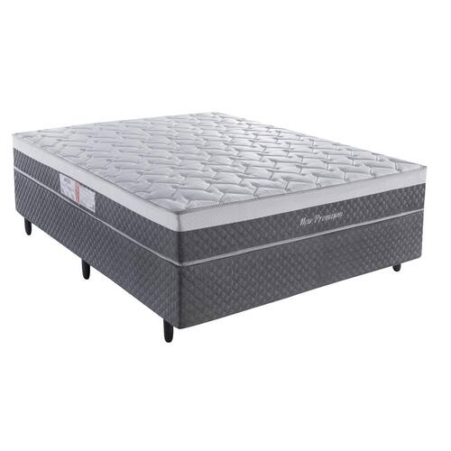 Cama Box Casal New Premium Biflex com Molas Ensacadas 66x138x188cm - Grafite/Cinza Menor preço em Cama Box Casal New Premium Biflex com Molas Ensacadas 66x138x188cm - Grafite/Cinza