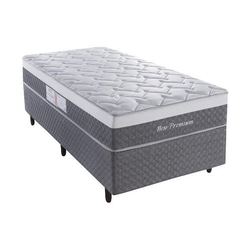 Cama Box Solteiro New Premium Biflex com Molas Ensacadas 66x88x188cm - Grafite/Cinza Menor preço em Cama Box Solteiro New Premium Biflex com Molas Ensacadas 66x88x188cm - Grafite/Cinza