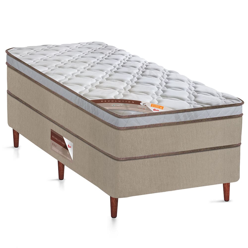 Cama Box Solteirão Castor Revolution com Mola Bonnel 66x96x203cm – Bege