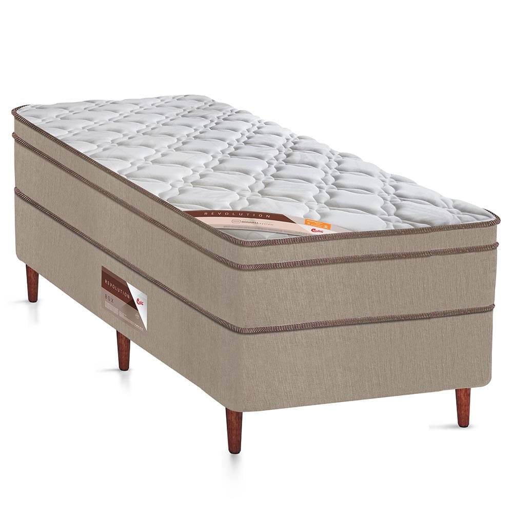 Cama Box Solteiro Castor Revolution com Molas Ensacadas 66x88x188cm – Branco/Bege