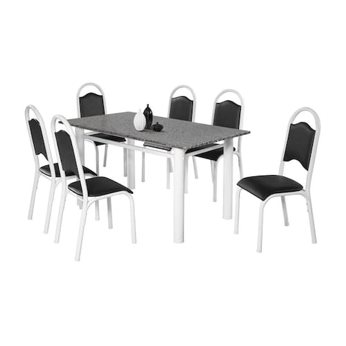 Mesa de Jantar com Tampo de Granito e 6 Cadeiras Ciplafe Cris - Branco/Preto é boa?