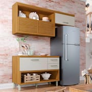 Cozinha Compacta em MDF Nesher Princesa com 3 Portas, 6 Prateleiras e 2 Gavetas - 200cm de largura