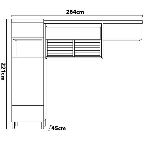 Cozinha Compacta Nesher Princesa com 4 Portas, 3 Gavetas | Extra