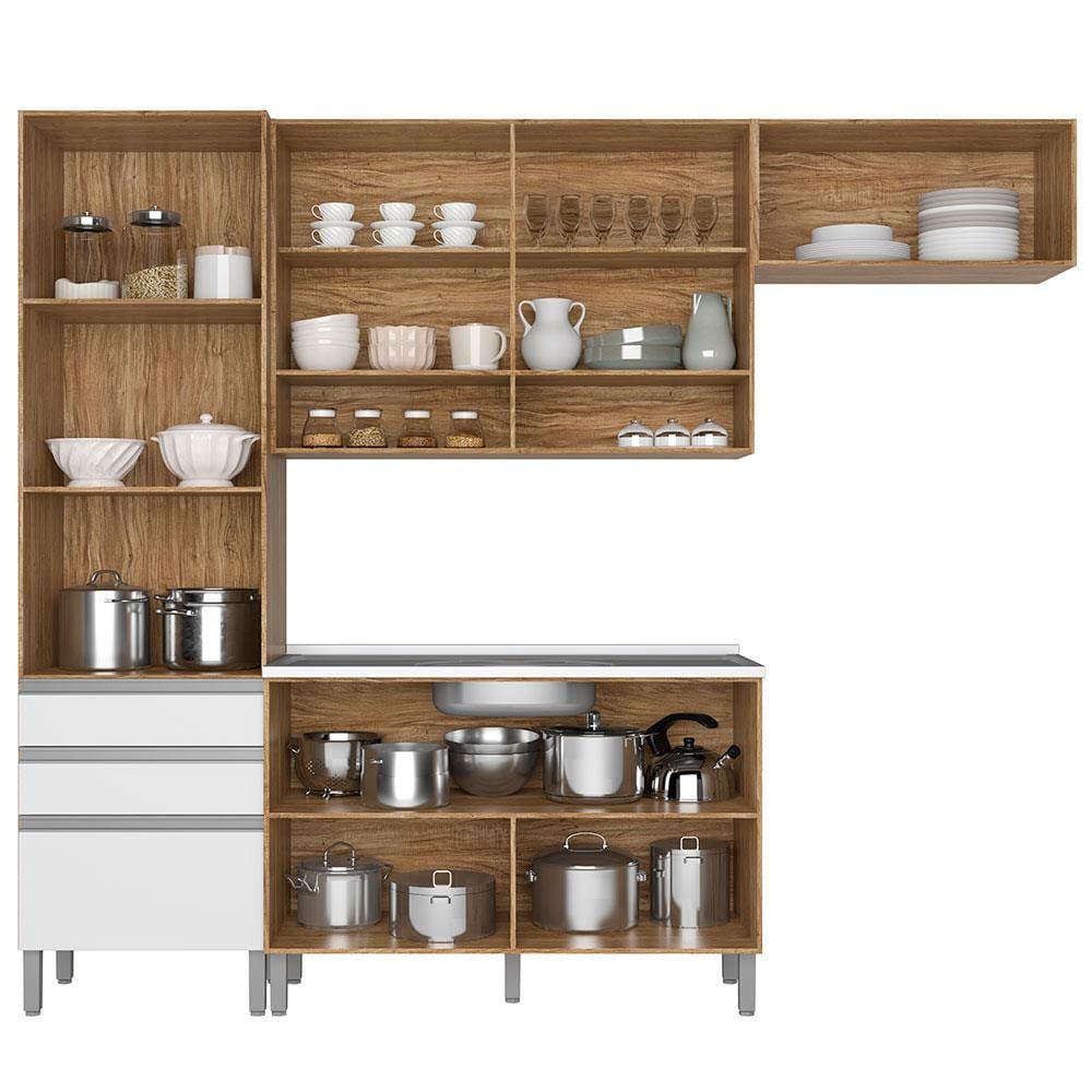 Cozinha Compacta Bartira Jaspe com 1 Pia, 6 Portas, | Extra