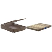 Cama Box de Casal Probel Guarda Costas Espuma D33 com Box Baú Probel Universal 54x138x188cm - Bege/Marrom