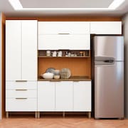 Cozinha Compacta Bartira Topázio UP com 8 Portas, 3 Gavetas e 5 Prateleiras - 262,5cm de largura