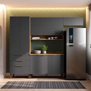 Cozinha Compacta Bartira Topázio UP com 8 Portas, 3 Gavetas e 5 Prateleiras - 262,5cm de largura