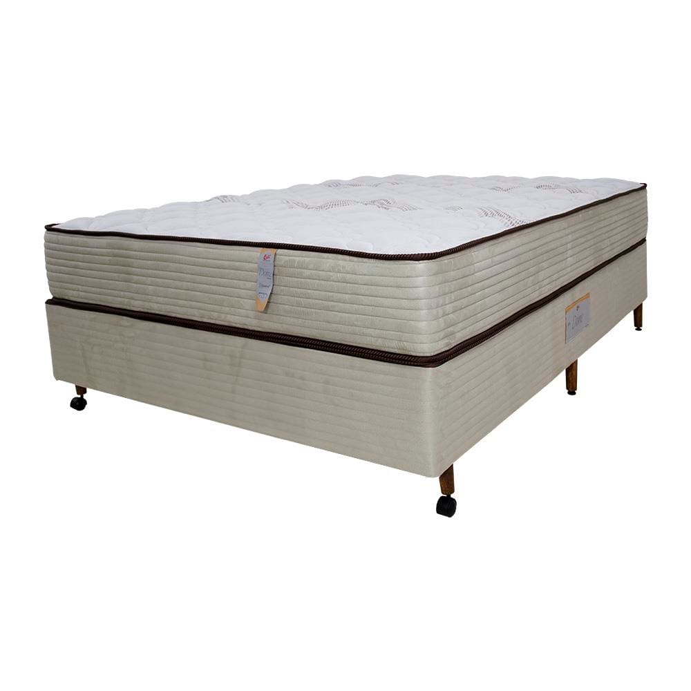 Cama Box Viúva Castor Dome One Revestida em Tecido Suede + Colchão com Molejo Tecnopedic e Revestimento em Malha 27x128x188cm - Bege