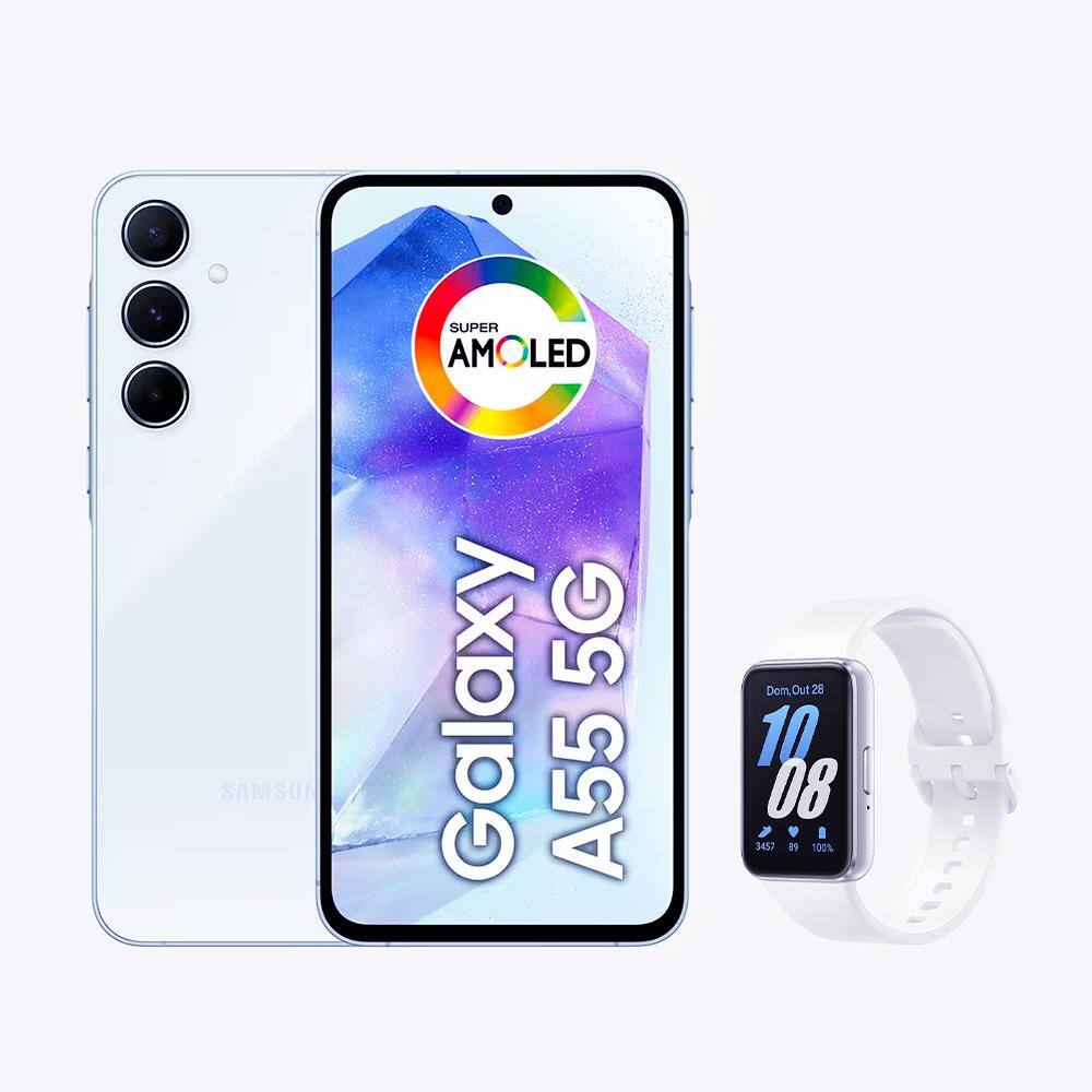 Smartphone Samsung Galaxy A55 5G Azul Claro, 128GB, 8GB de RAM