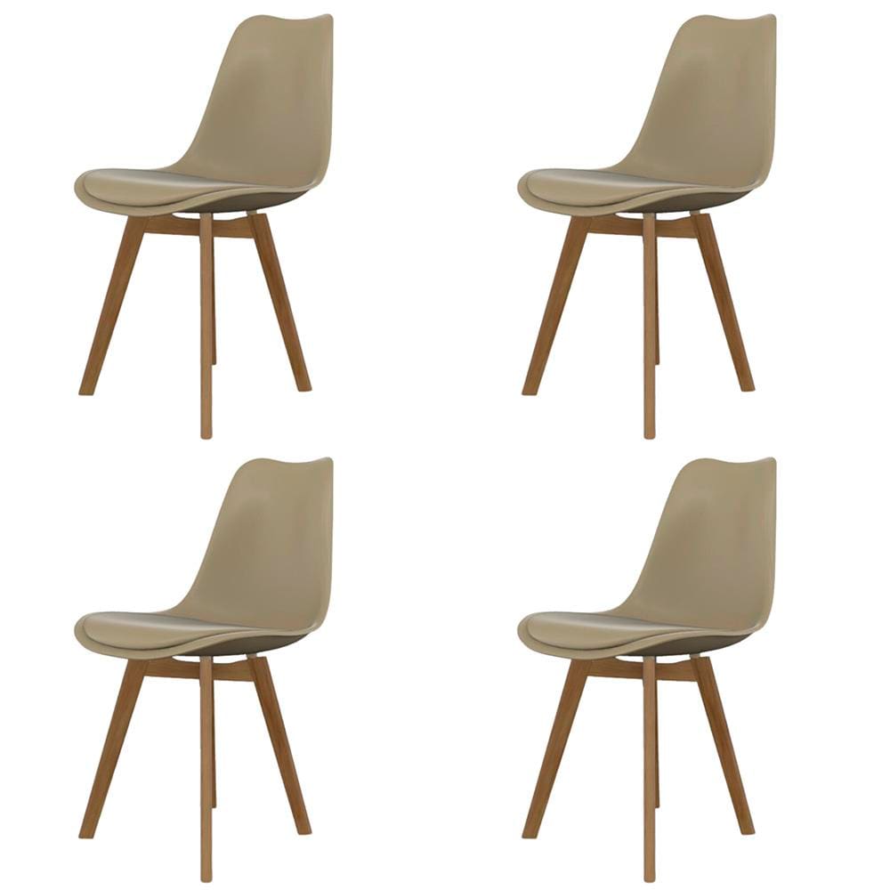 Conjunto com 4 Cadeiras de Jantar SeatCo Saarinen PP Wood com Assento Estofado