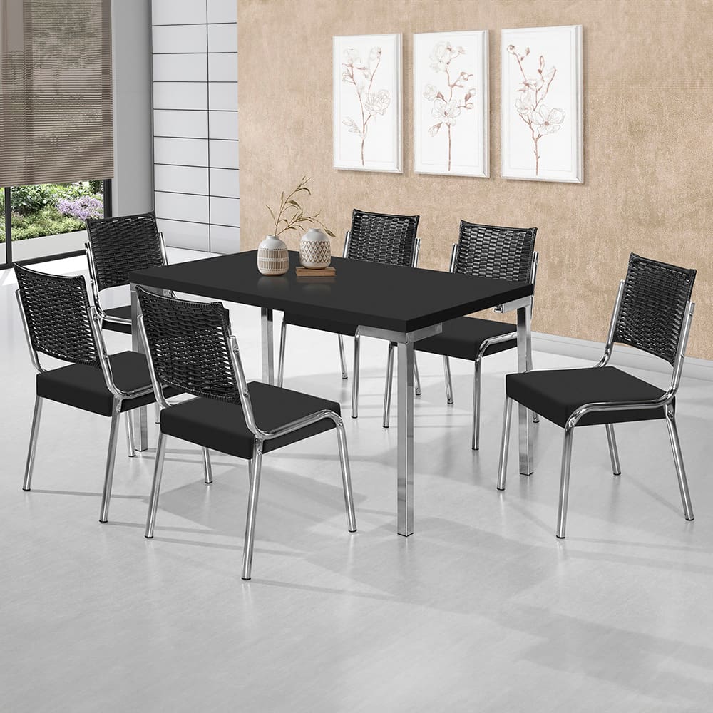 Mesa de Jantar Aço Nobre Kansas com 6 Cadeiras