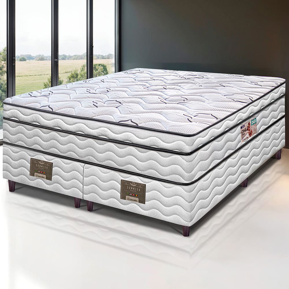 Cama Box Queen Size Bipartida Cama inBox Moderne Ortopédico com Camada Especial de Espuma D45 63x158x198cm - Branco/Grafite