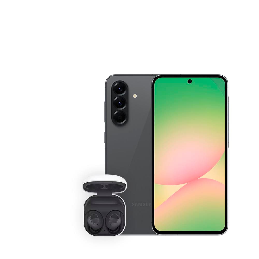 Smartphone Samsung Galaxy A56 5G Preto 256GB, 8GB RAM, Câmera Tripla 50MP, Tela Super AMOLED 6.7\", IP67, NFC e Recursos AI + Galaxy Buds FE - Grafite