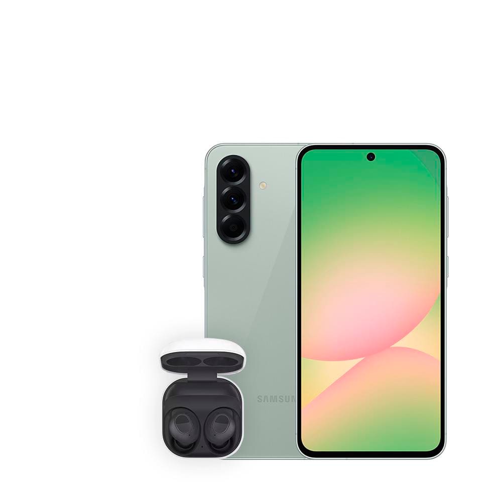 Smartphone Samsung Galaxy A56 5G Verde 128GB, 8GB RAM, Câmera Tripla 50MP, Tela 6.7", IP67, NFC e Recursos AI + Galaxy Fit3 Grafite Display de 1.6"