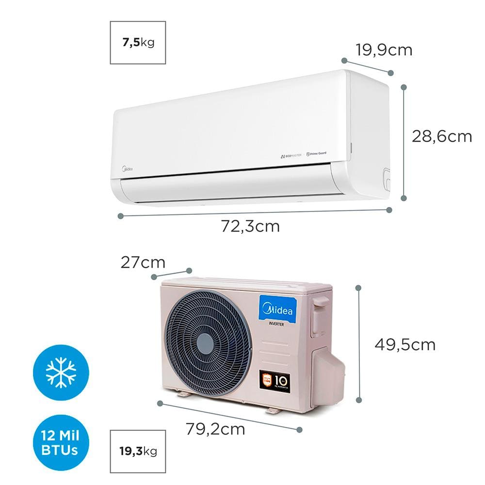 Ar-Condicionado Split Inverter Springer Midea 12000 BTUs AI Ecomaster Frio Branco 220V