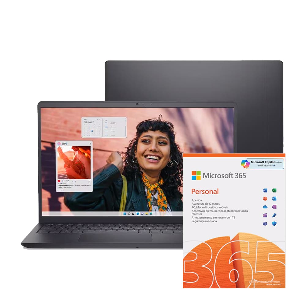 Notebook Dell Intel Core i3-1215U 12ª Geração 8GB RAM 512GB SSD Tela Full HD 15.6" 120Hz Windows 11 + Microsoft Office 365