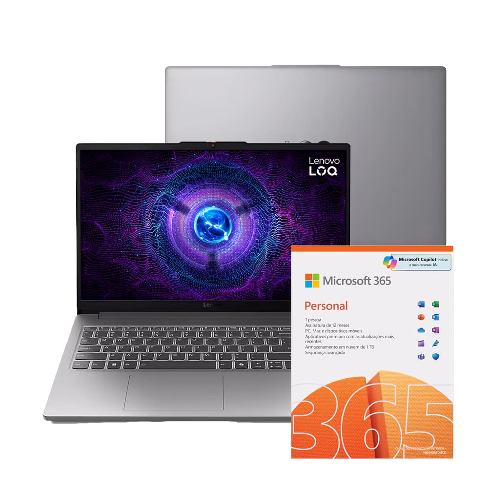 Notebook Gamer Lenovo LOQ-e Intel Core i5 12° Gen 16GB RAM 512GB SSD GeForce RTX 3050 6GB Tela Full HD 15.6" 144Hz- 83ME0007BR Win 11 + Micros