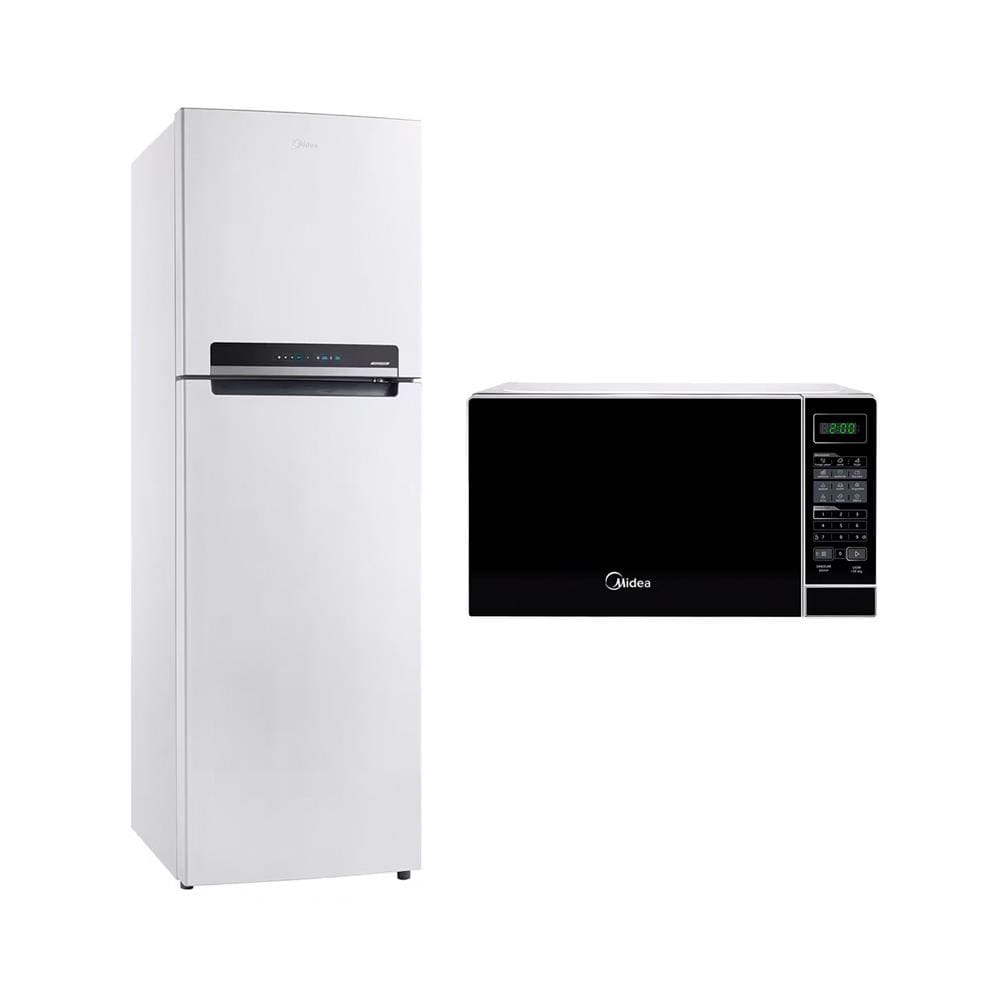 Geladeira Duplex Midea MD-RT572EV 425L Branca+ Micro-ondas Midea MRAS22 20L Branco