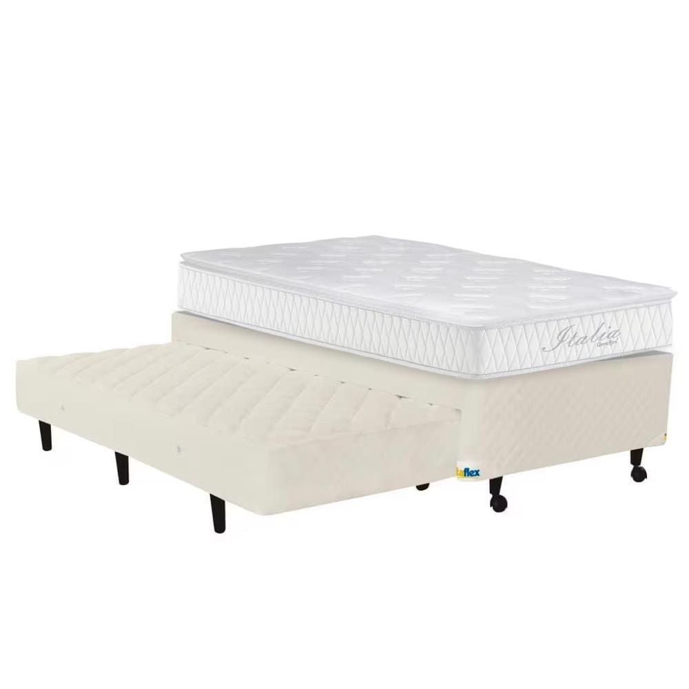 Cama Box Solteiro Itaflex Lyon com Auxiliar e Colchão Umaflex Itália Molas Ensacadas