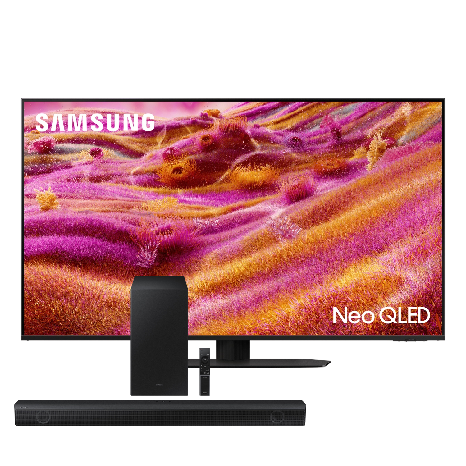 Conjunto Smart TV 43” 4K Samsung Neo QLED QN90F Quantum Mini LED 120Hz + Soundbar Samsung HW-B430 410W Bluetooth 2.1 Dolby